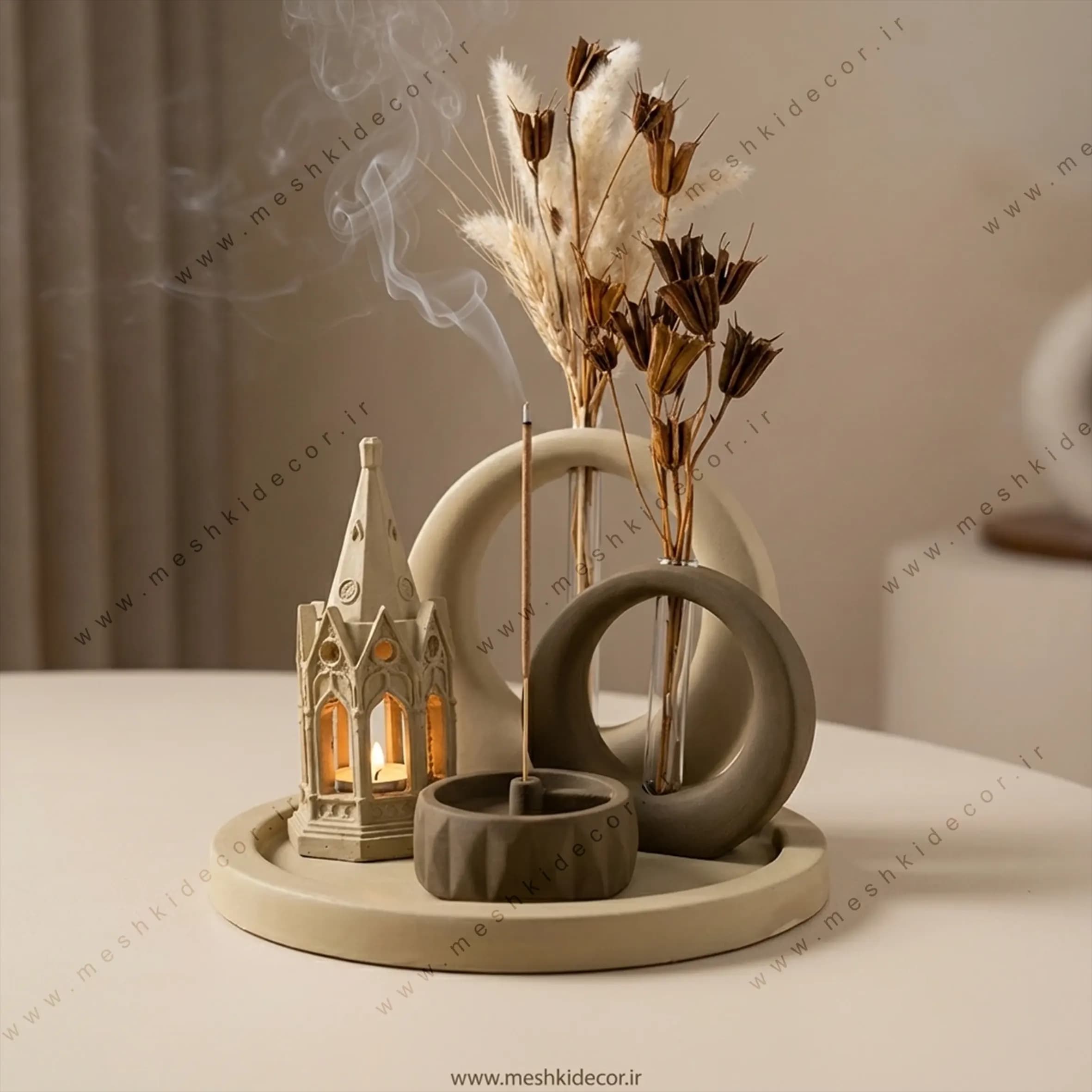دکوری ست رومیزی کرم شکلاتی مدل افرا