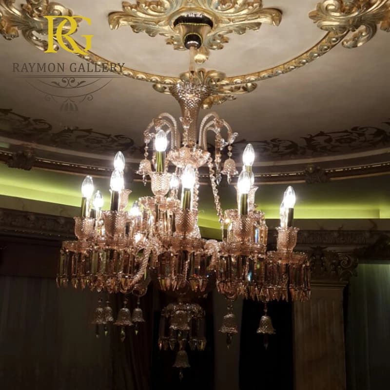 لوستر باکارات رنگ عسلی لوکس (18 شاخه) — تصویر ۶