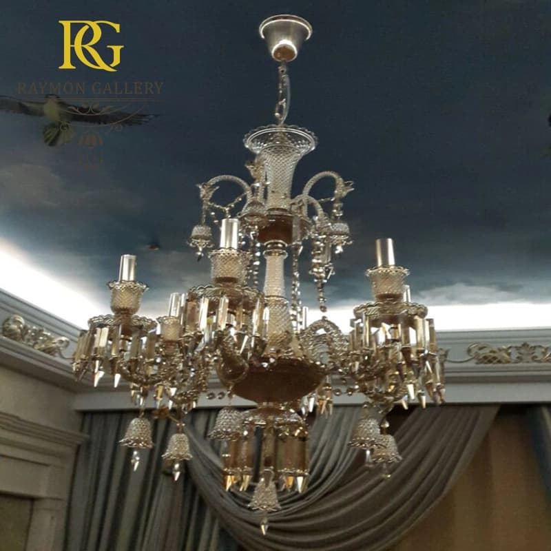لوستر باکارات رنگ عسلی لوکس (18 شاخه) — تصویر ۴