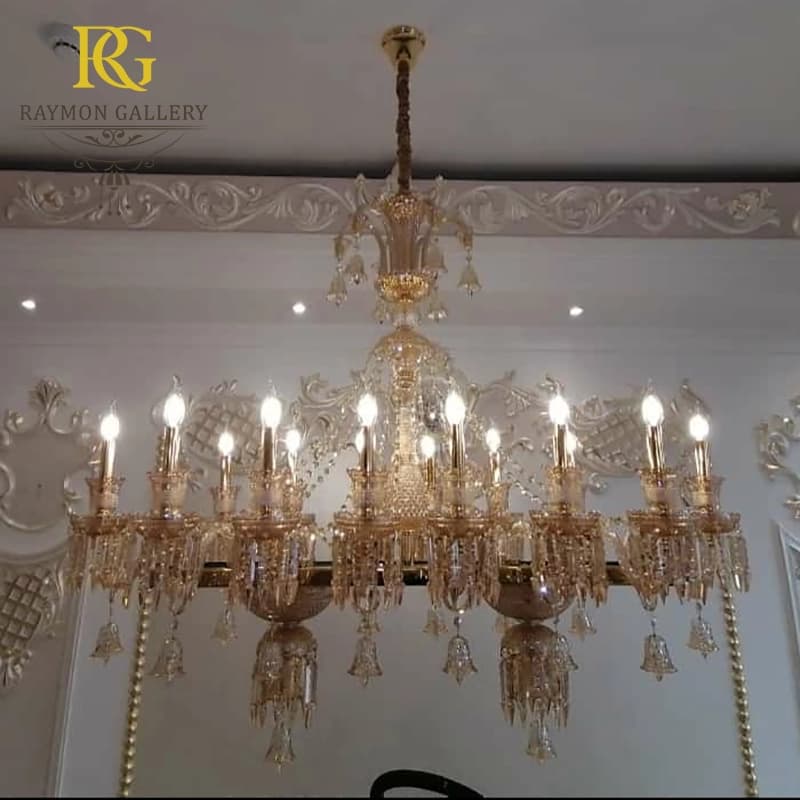 لوستر باکارات خطی عسلی (14 شعله)