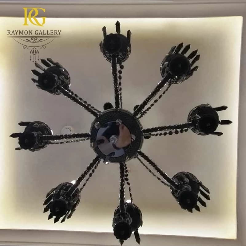 لوستر باکارات مشکی مدرن(8 شاخه) — تصویر ۴