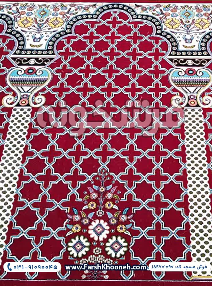 فرش سجاده ای طرح خضرا زمینه لاکی 700 شانه کد 701090