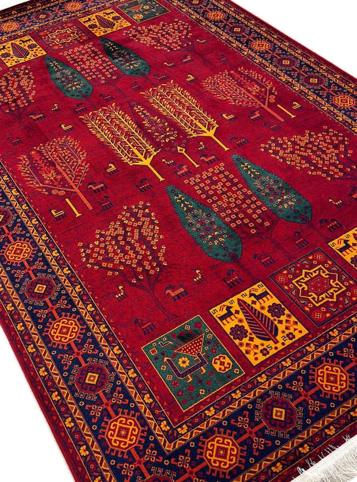 فرش بلوچ طرح درختی 2 700 شانه رنگ قرمز کد 70051 — تصویر ۲