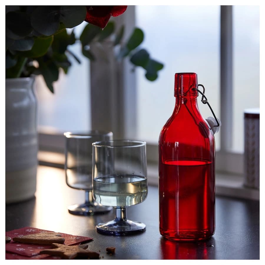 بطری با درب شیشه ای قرمز ایکیا 0.5 لیتری مدل VINTERFINT — تصویر ۲