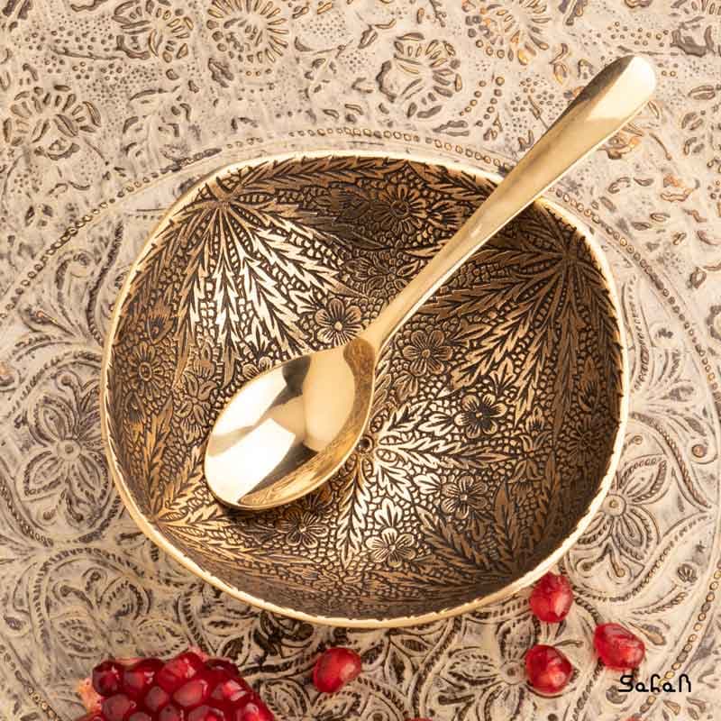 ست انار خوری برنجی آنتیک یلدا کد 14 — تصویر ۲