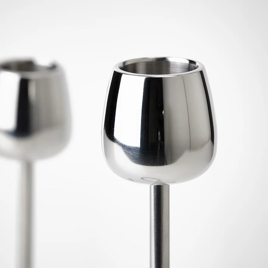 شمعدان برای 2 شمع نقره ای رنگ ایکیا مدل SILVERPÄRON — تصویر ۲