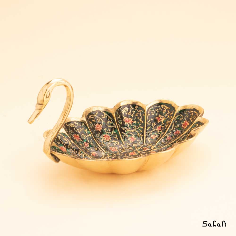 اردو خوری برنجی میناکاری مدل قو پینتری — تصویر ۵