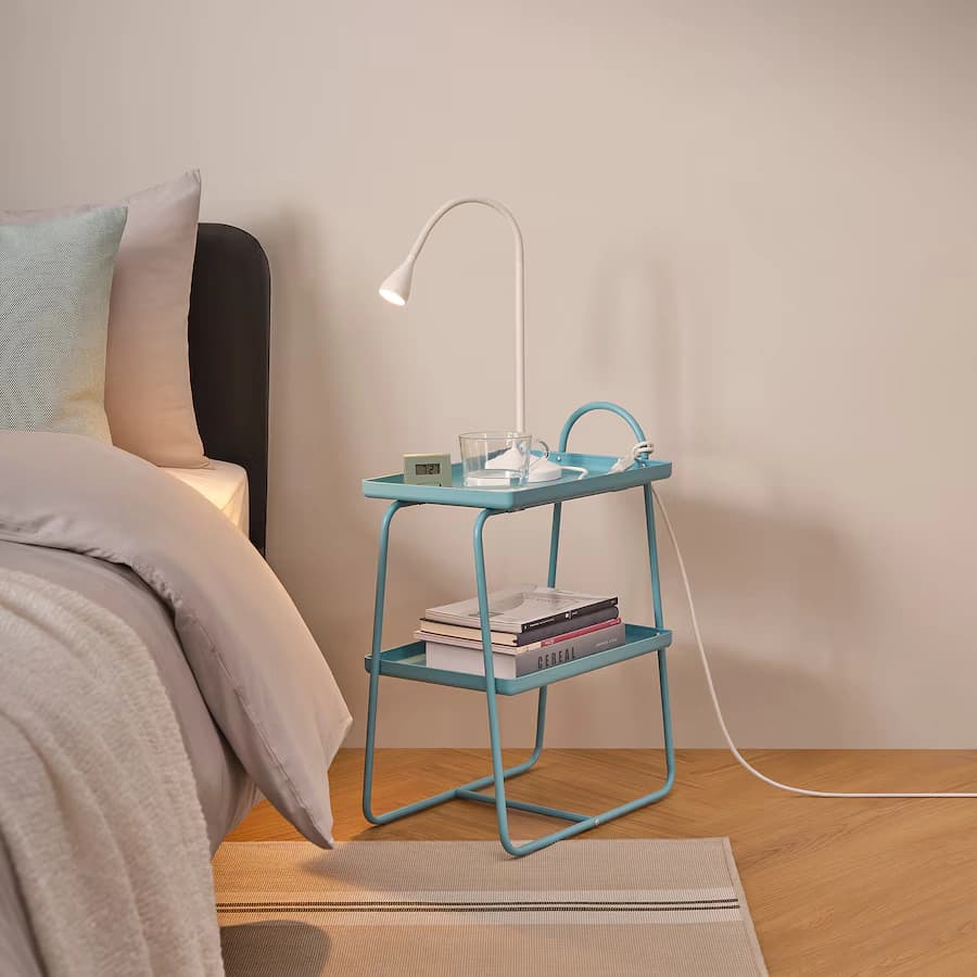 میز کنار تخت آبی فیروزه ای ایکیا مدل HATTÅSEN — تصویر ۳