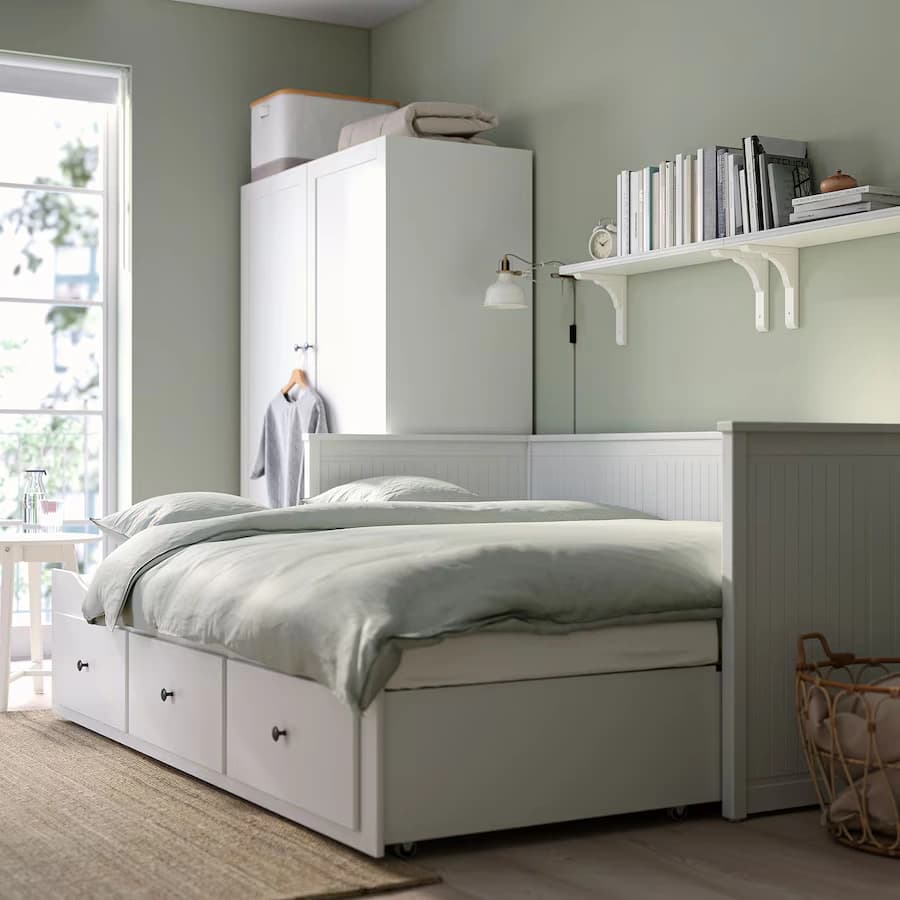 مبل تختخواب شو ایکیا با 3 کشو و 2 تشک سفید مدل HEMNES — تصویر ۶