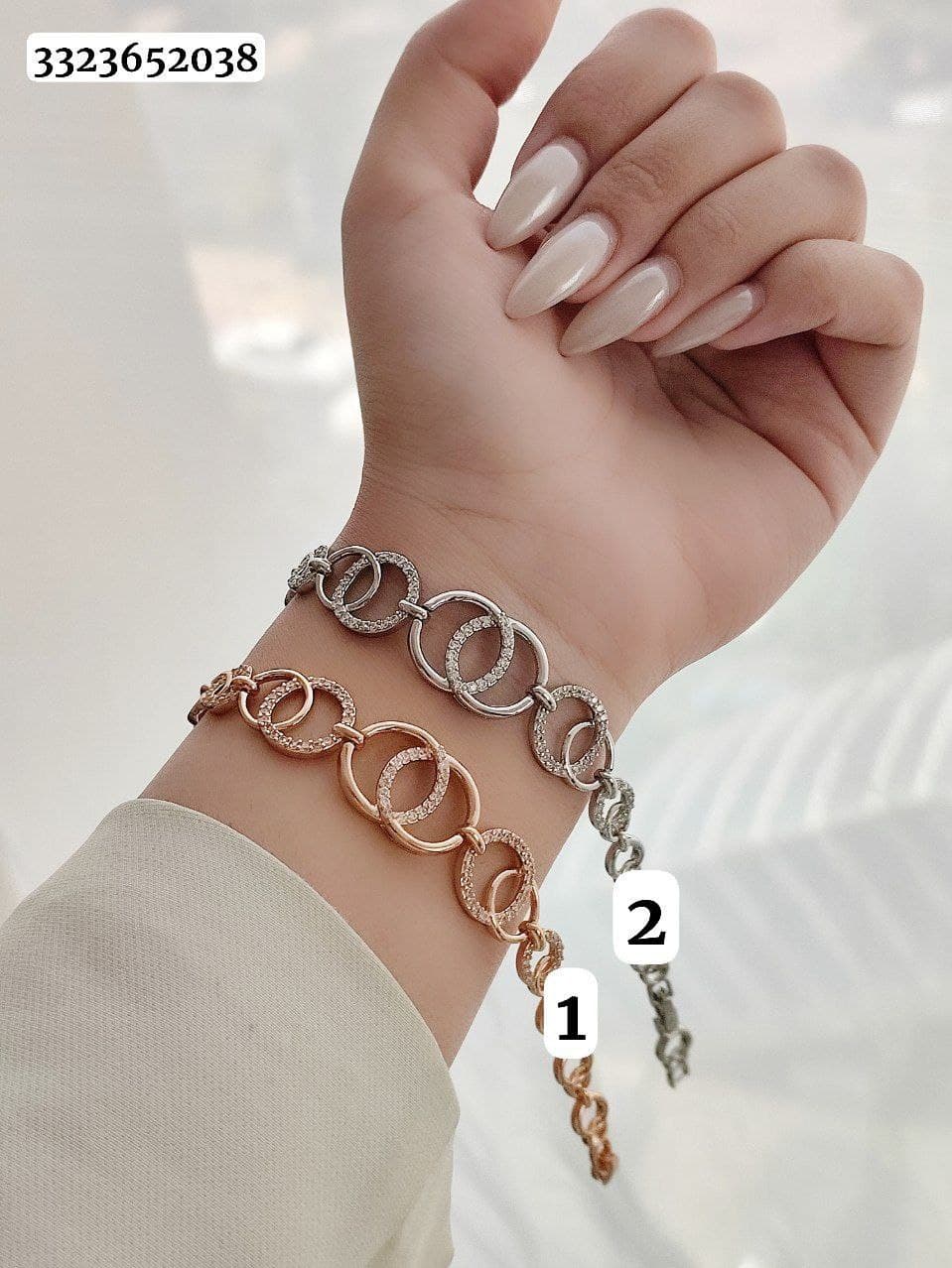 دستبند مارک ژوپینگ سیلور طرح حلقه ای طراحی شیک و ظریف کیفیت عالی رنگ ثابت کد 1216903 — تصویر ۳