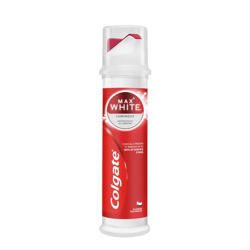 خمیر دندان پمپی کلگیت مدل Max White Luminous حجم 100 میلی‌لیتر