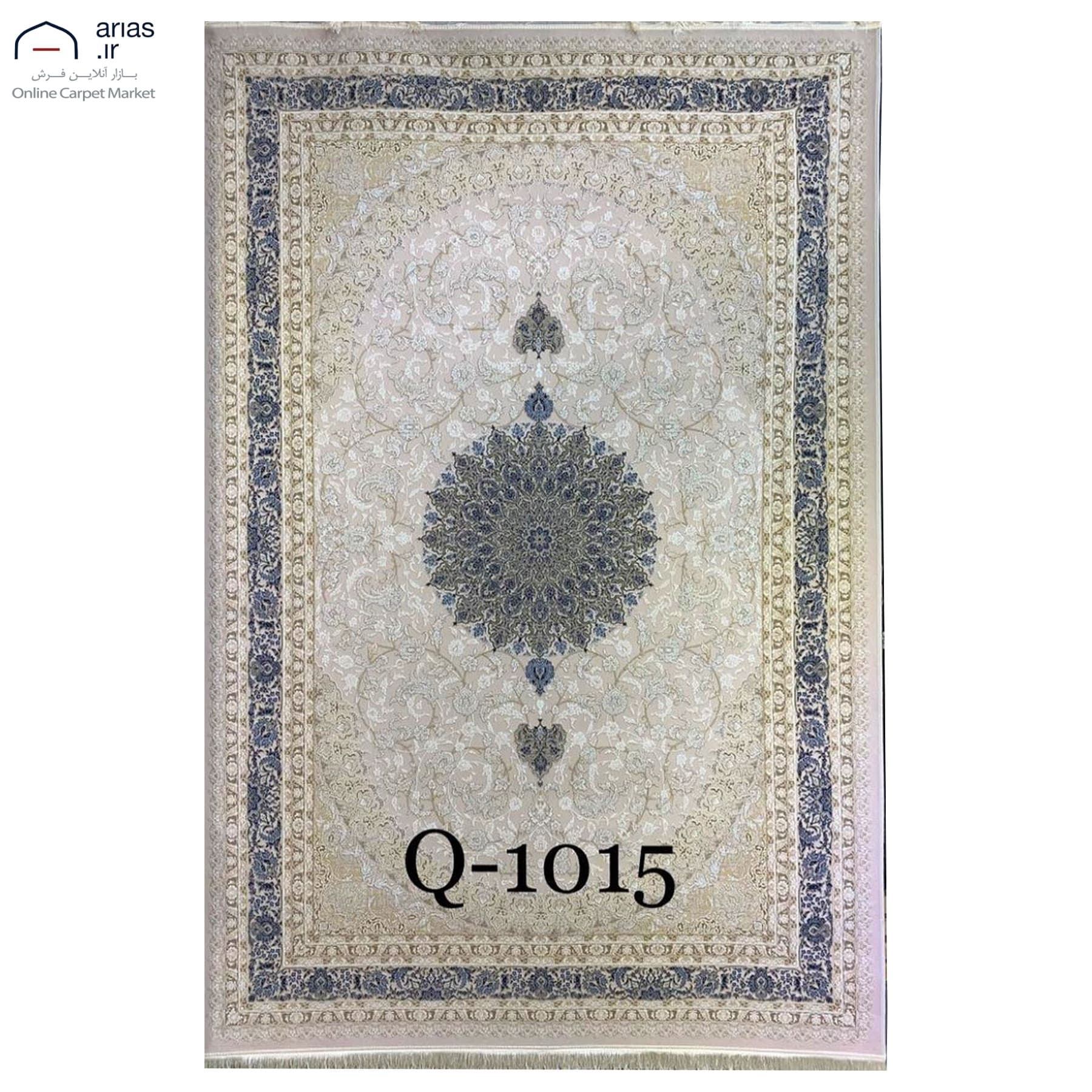 فرش ماشینی آریاس طرح وینتج زمینه کرم کد M03140