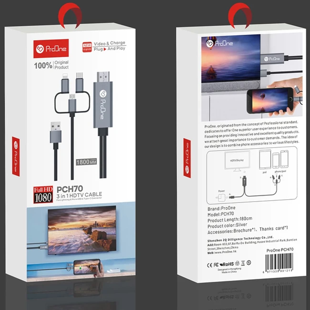 کابل HDMI پرووان ProOne مدل PCH70 چند سر مناسب اندروید و آیفون — تصویر ۵
