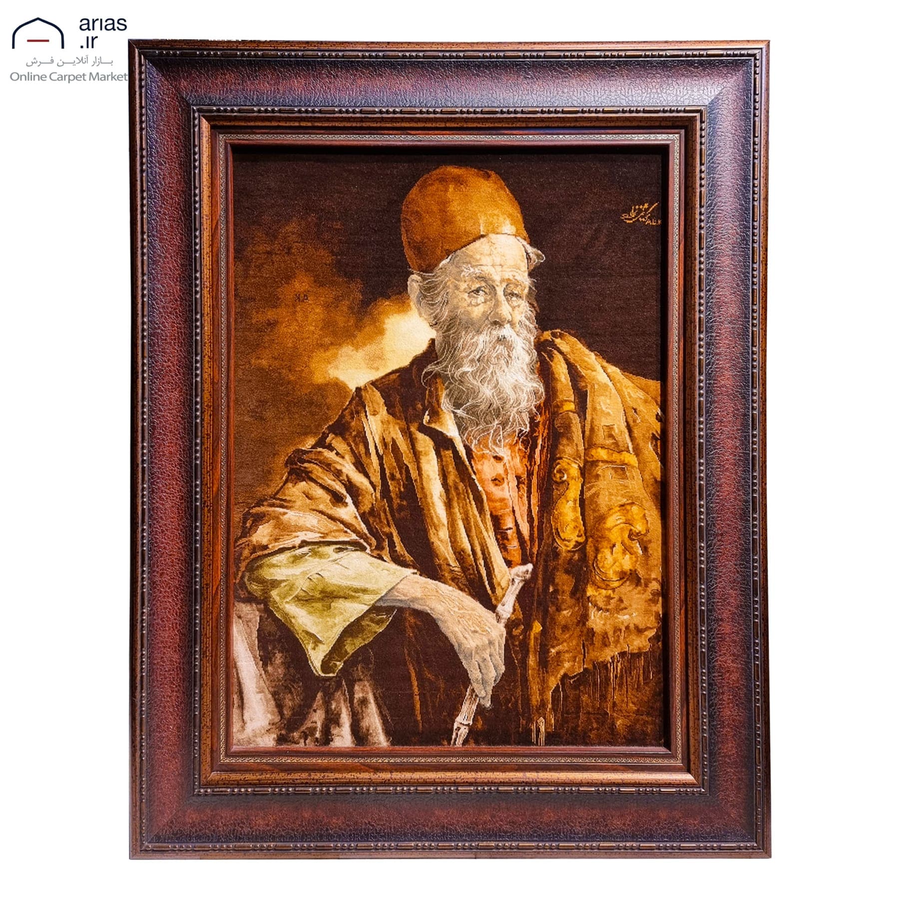 تابلو فرش دستباف عمودی چله ابریشم طرح استاد پیر مارک کریمی نژاد بافت تبریز کد T02364