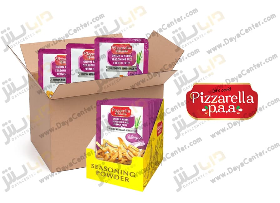 ادویه سیب زمینی پیاز و سبزیجات پیزارلا 60 گرمی کارتن 48 عددی
