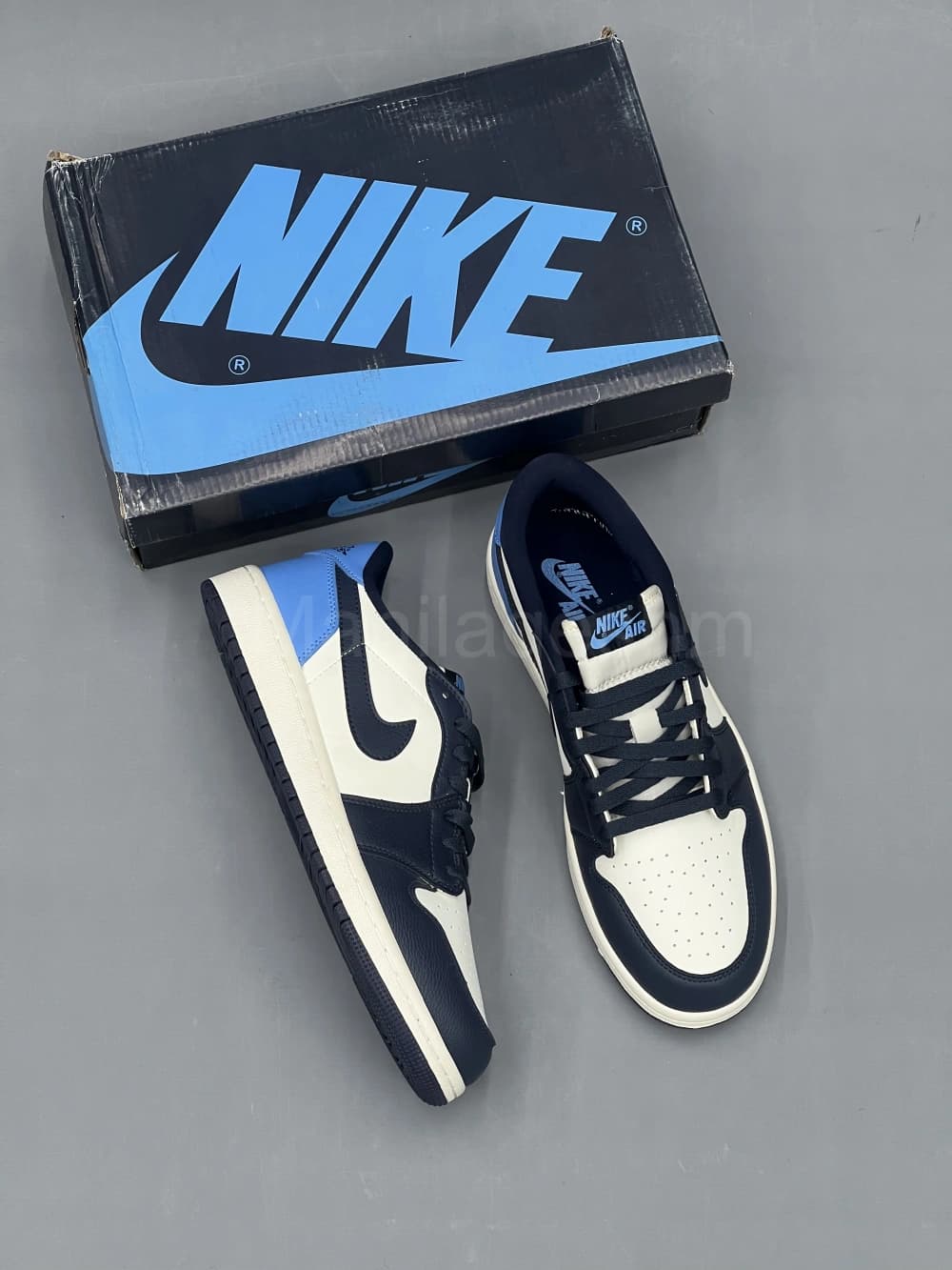 کفش نایک جردن وان لو سفید آبی Jordan 1 Low OG Obsidian UNC — تصویر ۴