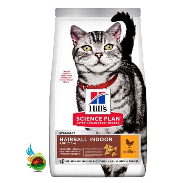 غذای خشک گربه بالغ هیربال هیلز با طعم مرغ Hill’s science plan specialty hairball indoor with chicken وزن 1.5 کیلوگرم