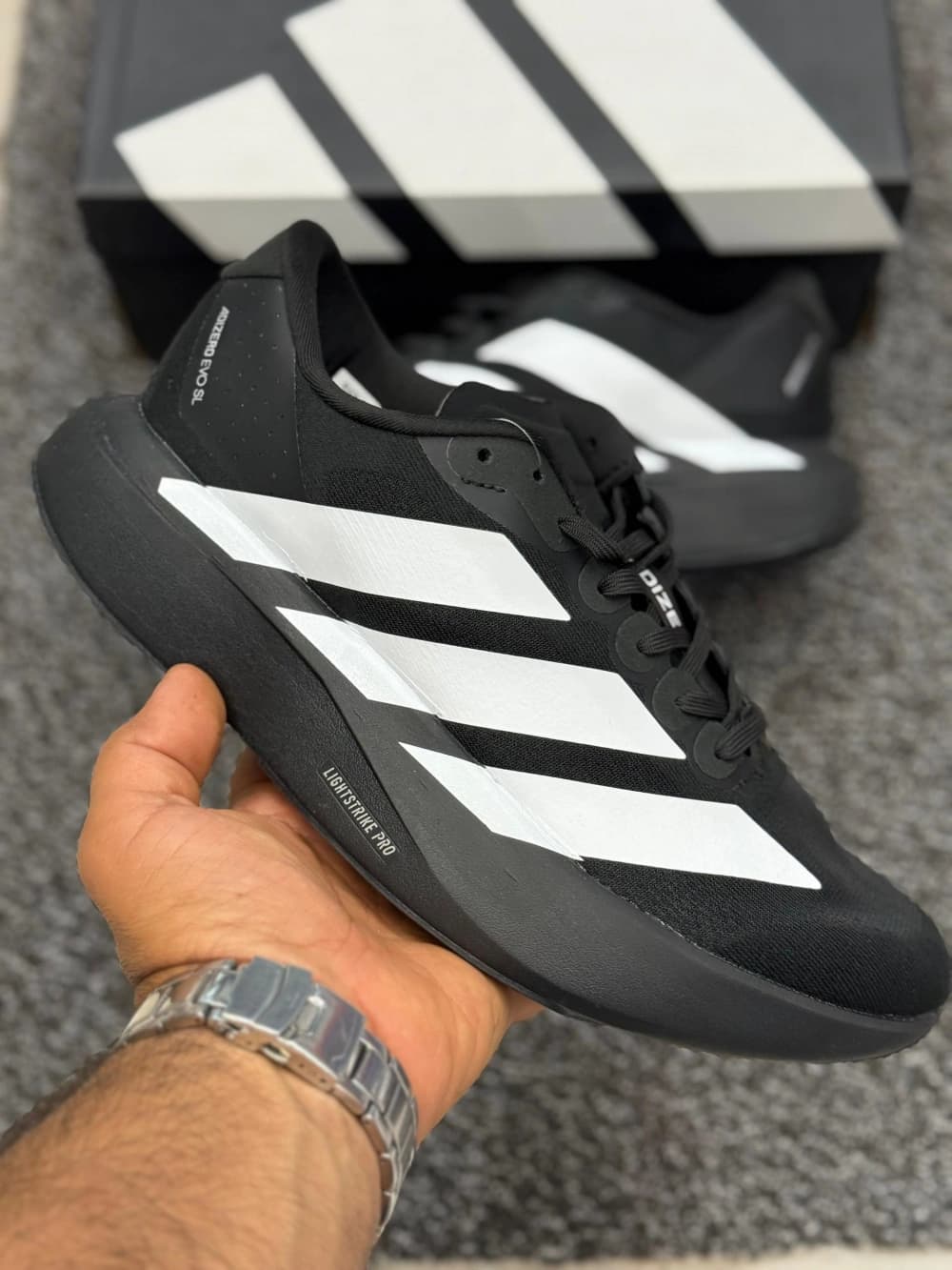 کفش آدیداس آدی زیرو مشکی سفید Adidas Adizero Evo SL