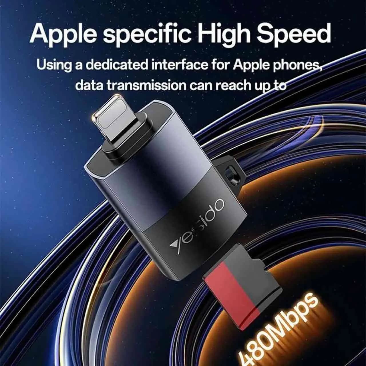 رم ریدر لایتنینگ آیفون Yesido مدل GS38 — تصویر ۴