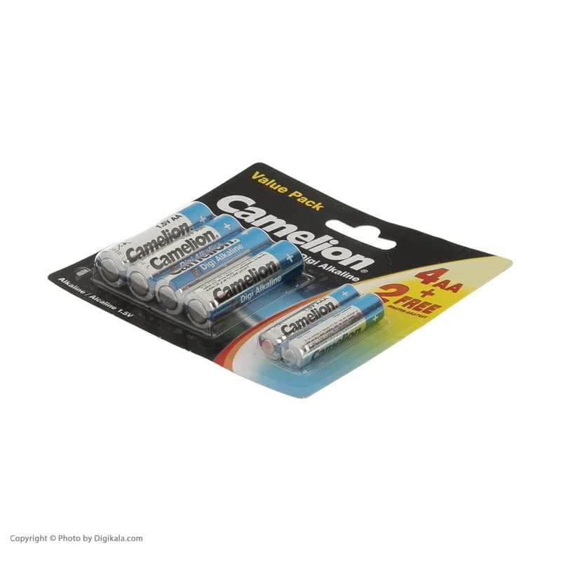 باتری قلمی و نیم قلمی کملیون مدل Digi Alkaline بسته 6 عددی — تصویر ۴