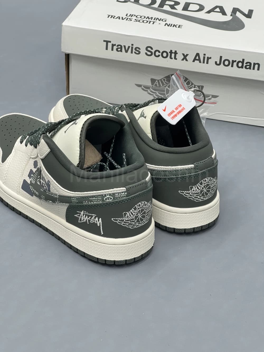 کفش جردن وان استاسی کرم سبز Air Jordan 1 Low Stussy — تصویر ۴