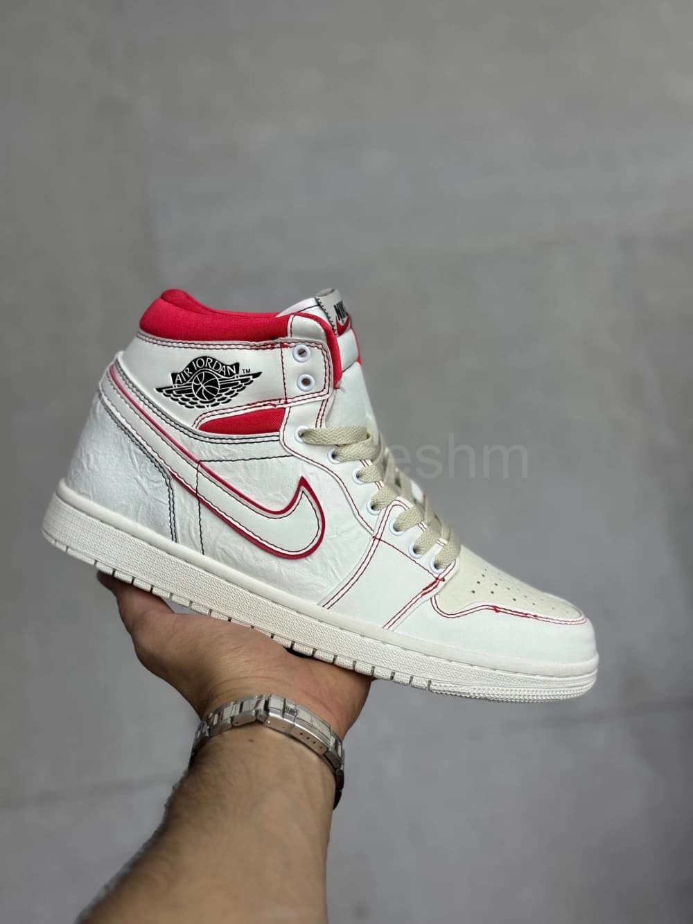 کفش جردن وان رد فانتوم کرم قرمز ساقدار Jordan 1 High Red Phantom