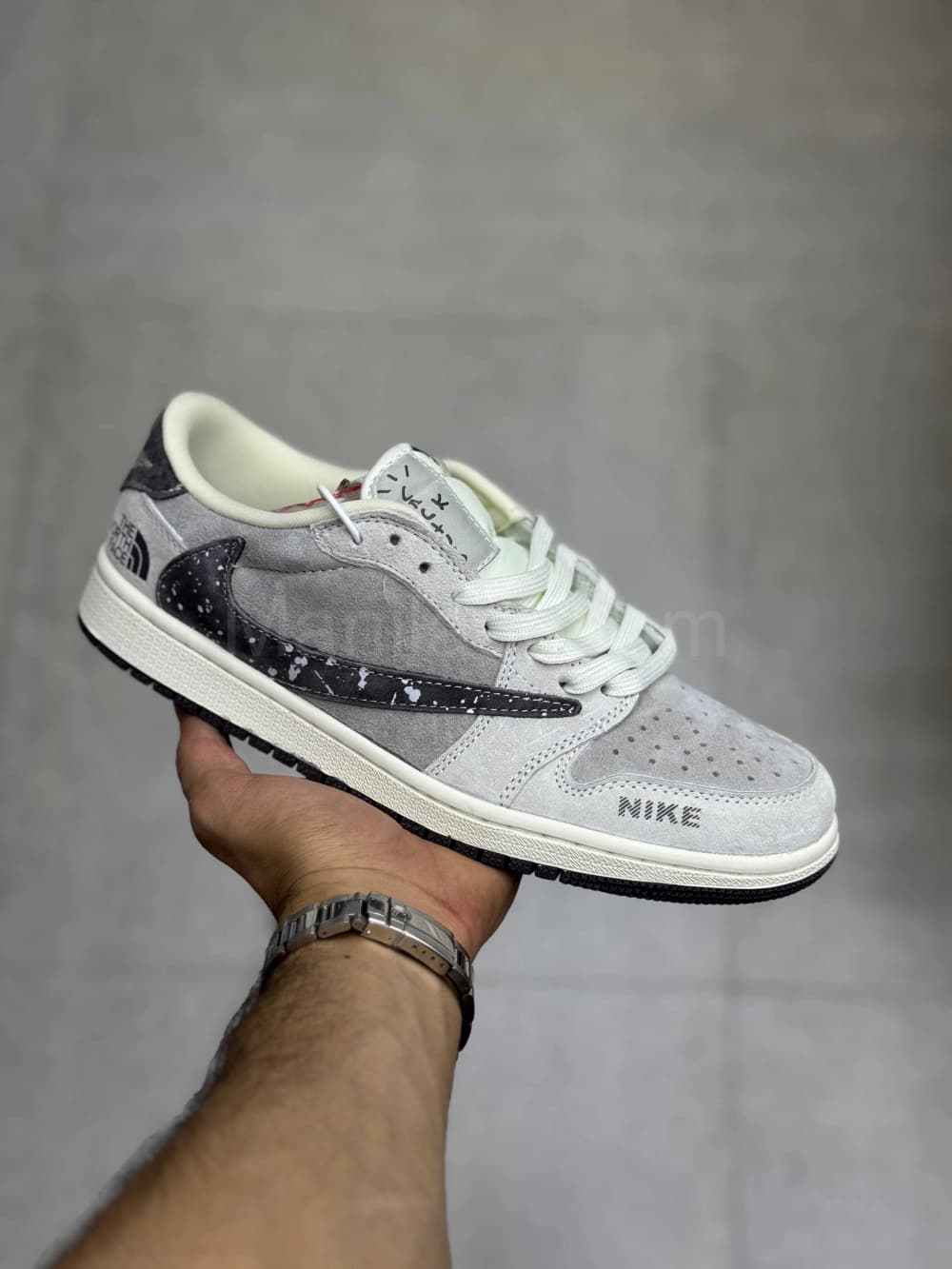 کفش جردن تراویس نورث فیس طوسی Jordan 1 x Travis Scott
