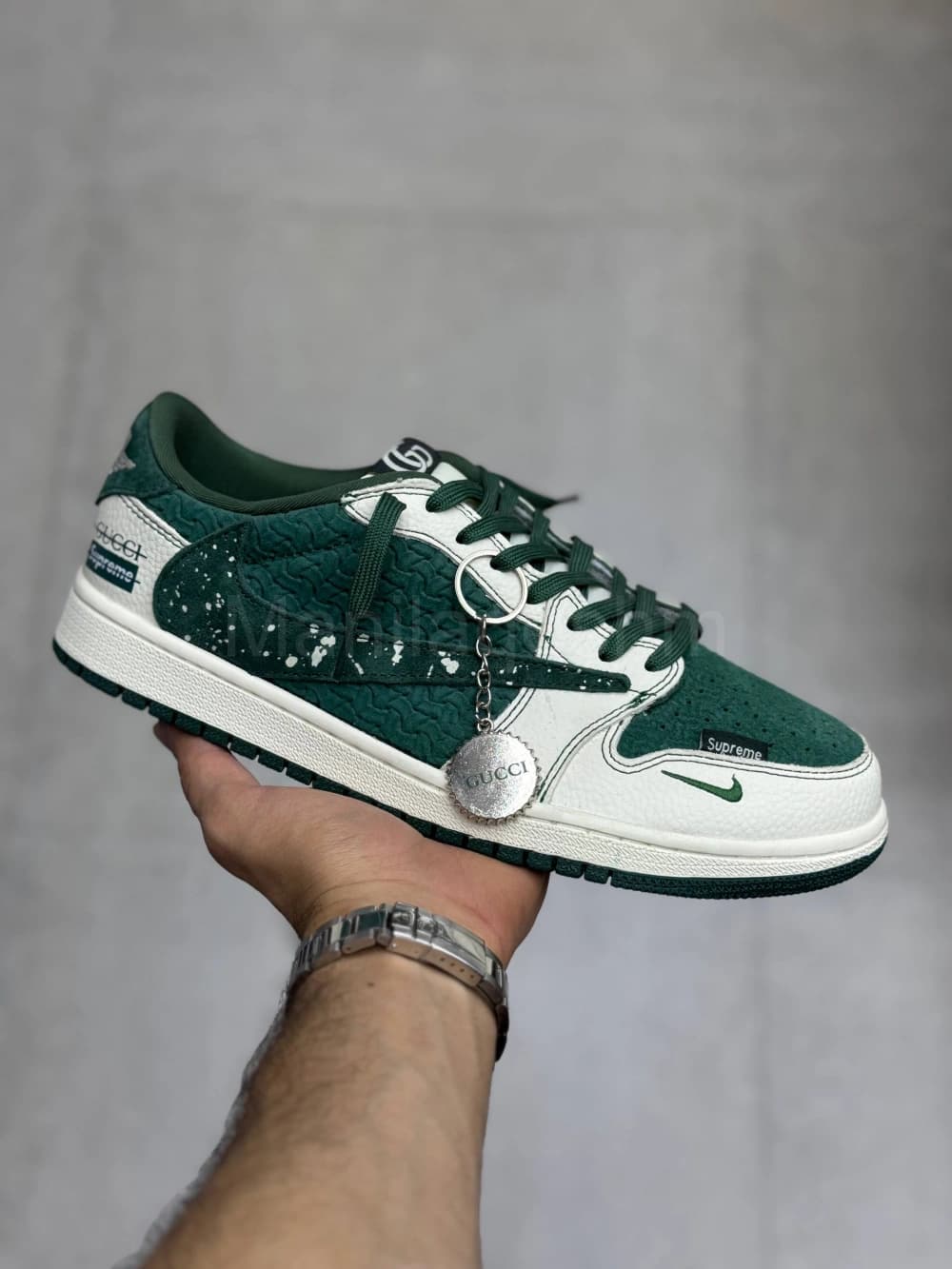 کفش جردن تراویس گوچی سوپریم سبز تیره Jordan 1 x Travis Scott