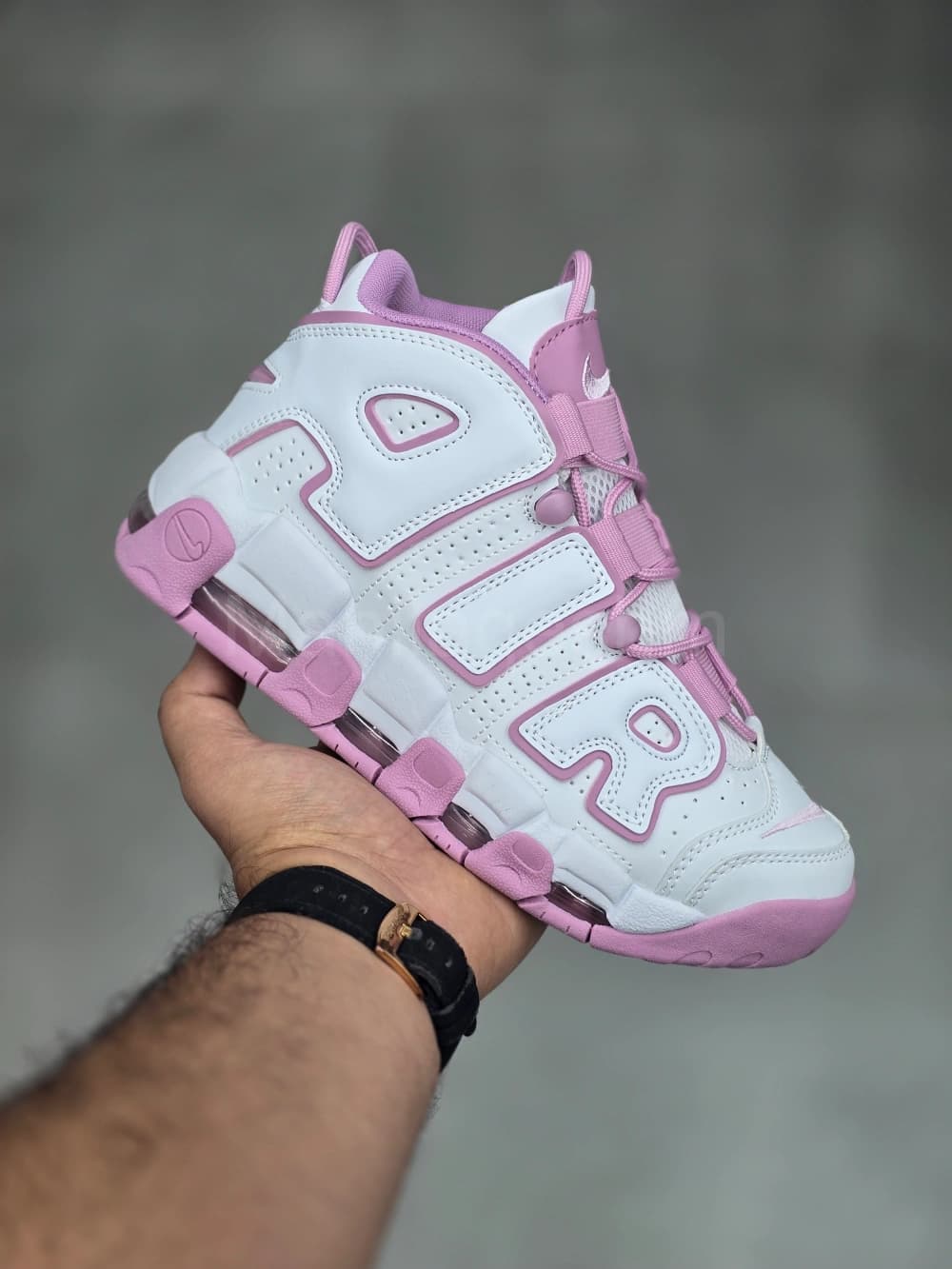 کتونی نایک ایر اپتمپو سفید صورتی Nike Air Uptempo White Pink