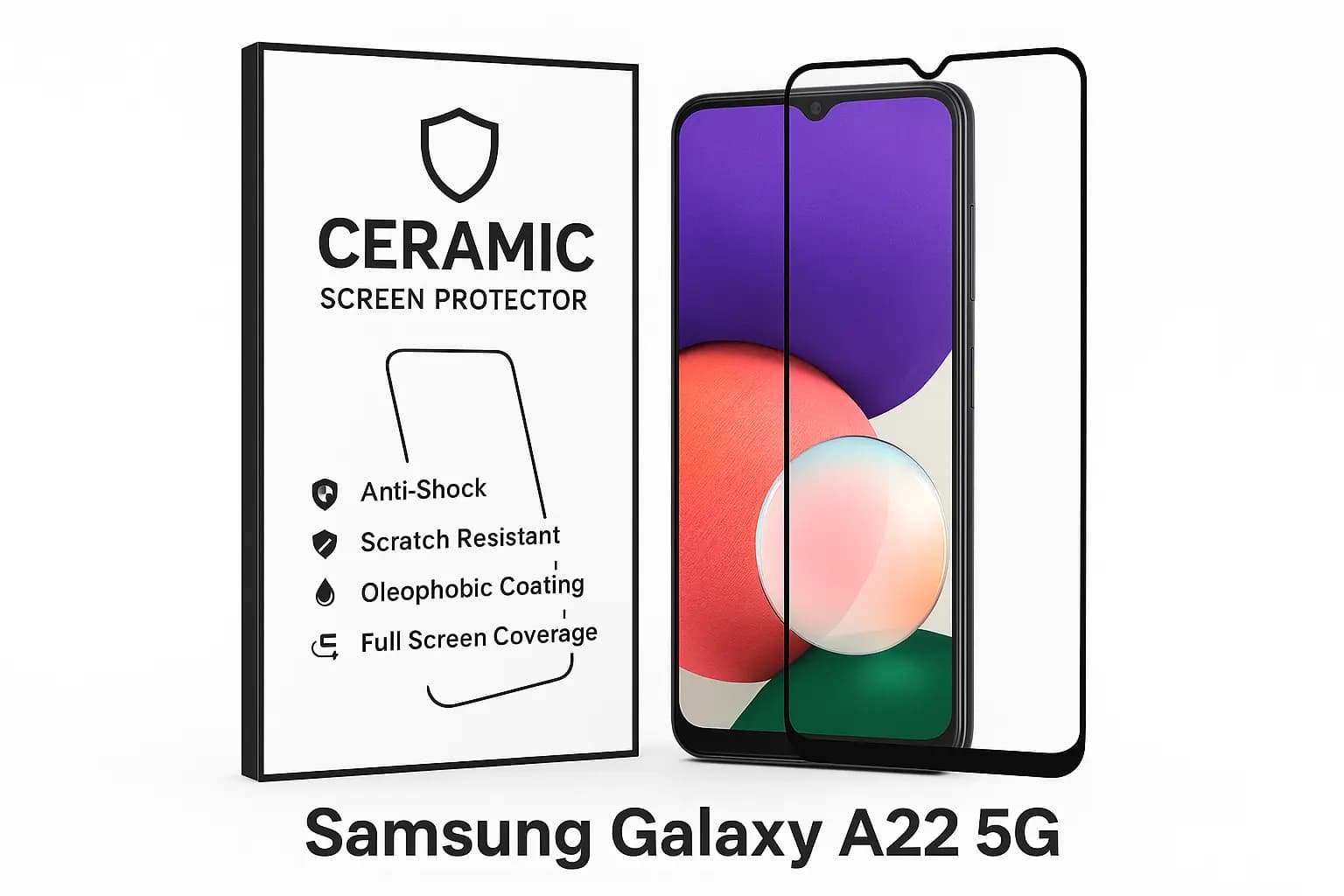 محافظ صفحه سرامیکی براق Samsung Galaxy A22 5G | شفافیت بالا و مقاومت فوقالعاده