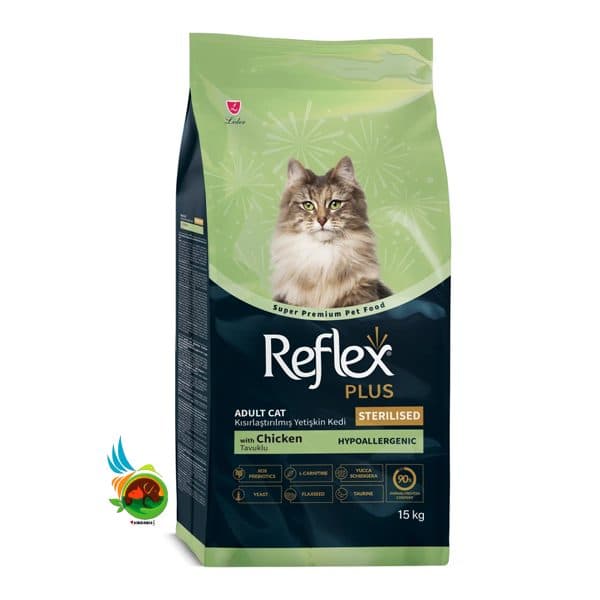 غذای خشک گربه عقیم رفلکس پلاس با مرغ Reflex plus sterilised with chicken وزن 15 کیلوگرم