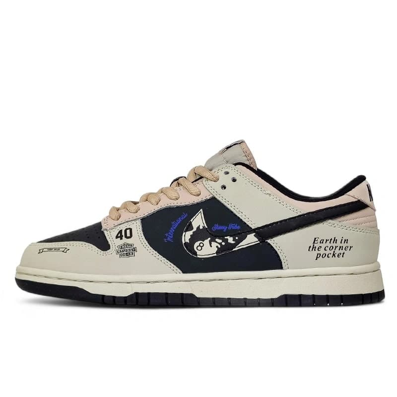 نایک دانک لو بلک بلو استوسی کرم Nike Sb Dunk Beige Black Blue x Stussy