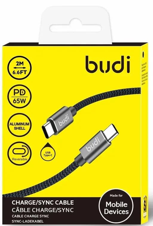 کابل شارژ کنفی ‌USB-C به ‌USB-C بودی مدل DC206TT20B 65W 2M با گارانتی