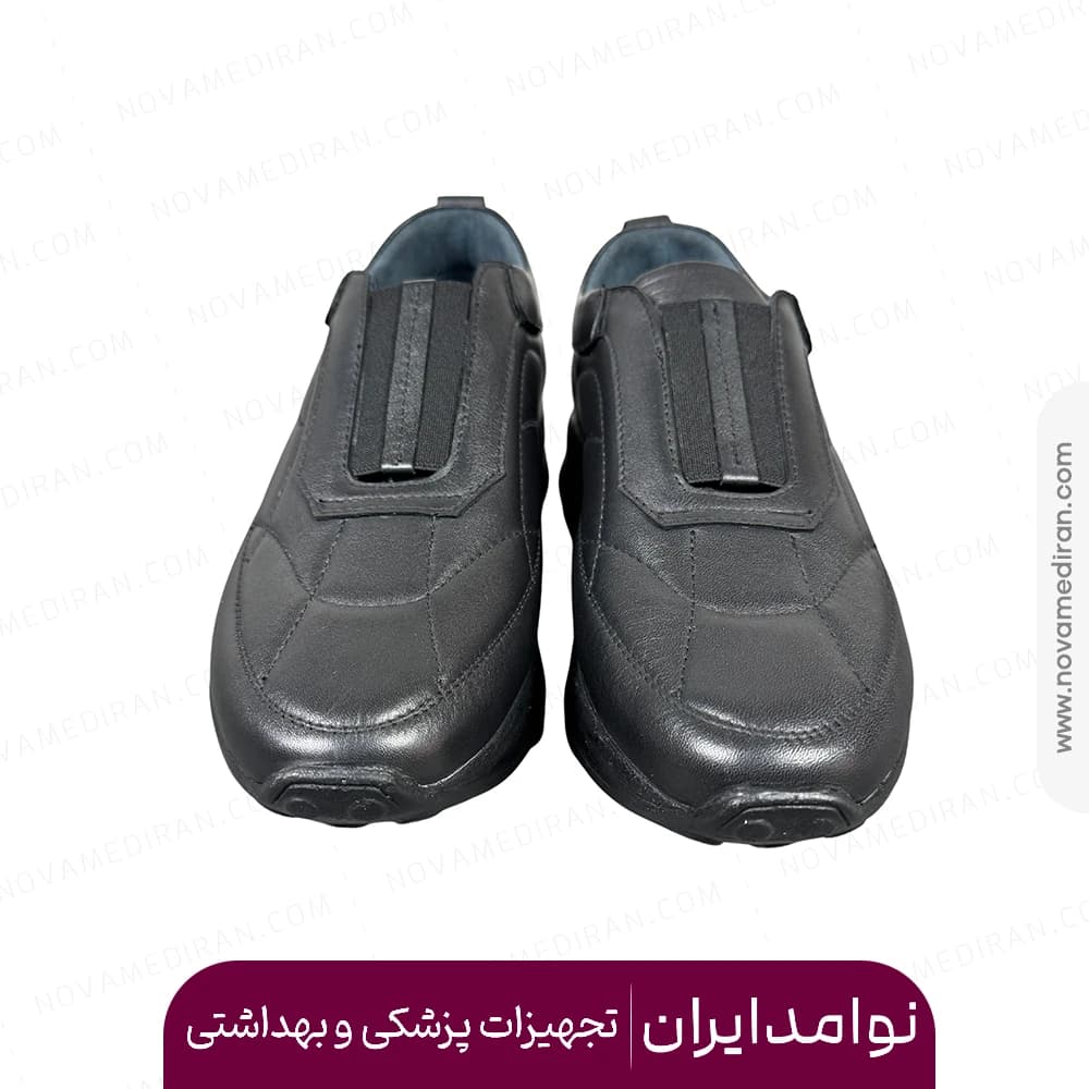 کفش طبی زنانه پاتکان طب کد ۵۵۹ مدل کشی چرم رنگ مشکی — تصویر ۵