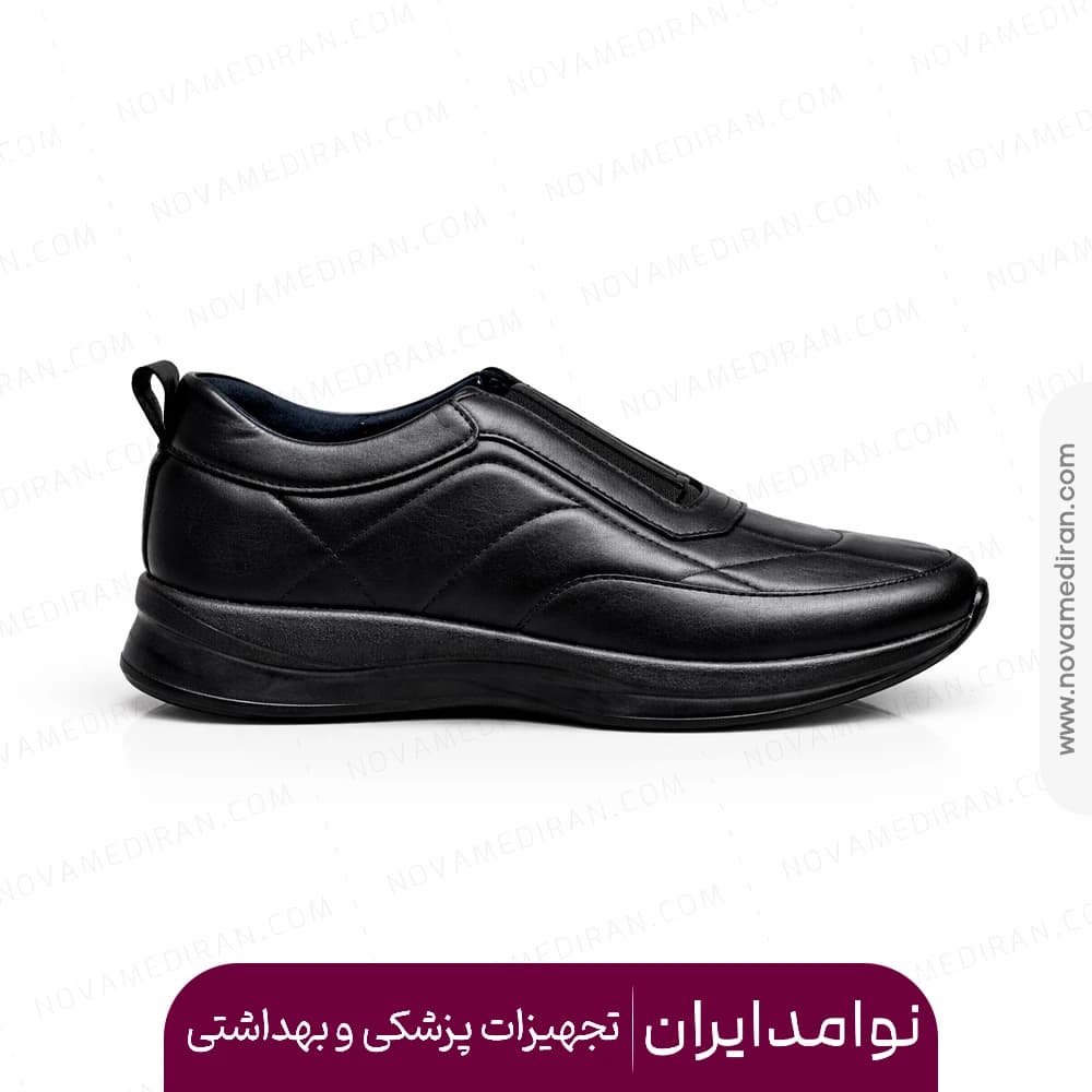کفش طبی زنانه پاتکان طب کد ۵۵۹ مدل کشی چرم رنگ مشکی