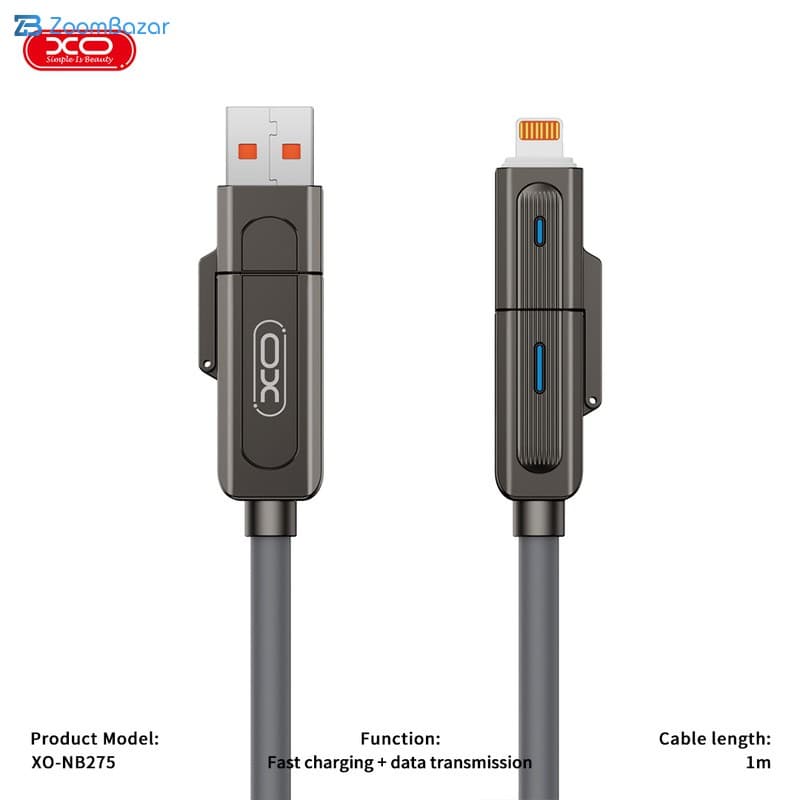 کابل تبدیل USB به USB-C / لایتنینگ به USB-C ایکس او مدل NB275 طول 1 متر — تصویر ۵