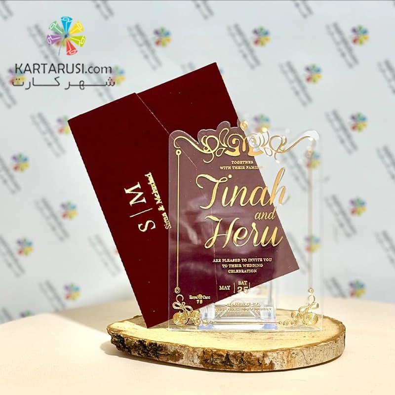 کارت عروسی R75 NIC جیر مخملی زرشکی