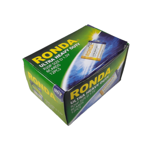 باتری روندا RONDA سایز D کارتی | بسته 6 کارتی | 12 عددی — تصویر ۳