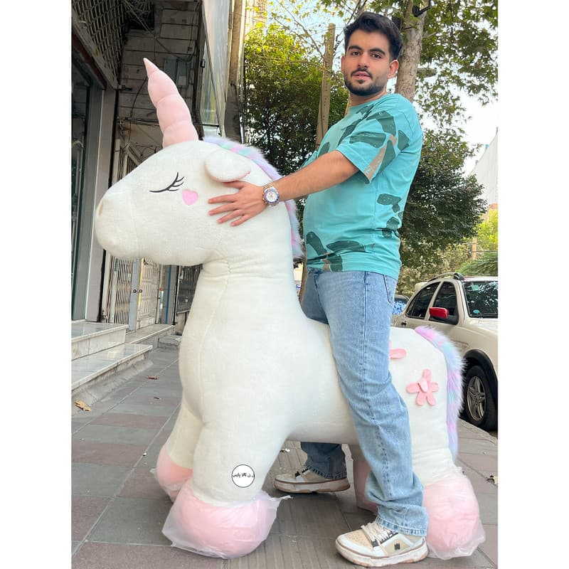 عروسک مدل اسب تک شاخ کد 2025 ارتفاع 160 سانتی متر — تصویر ۳