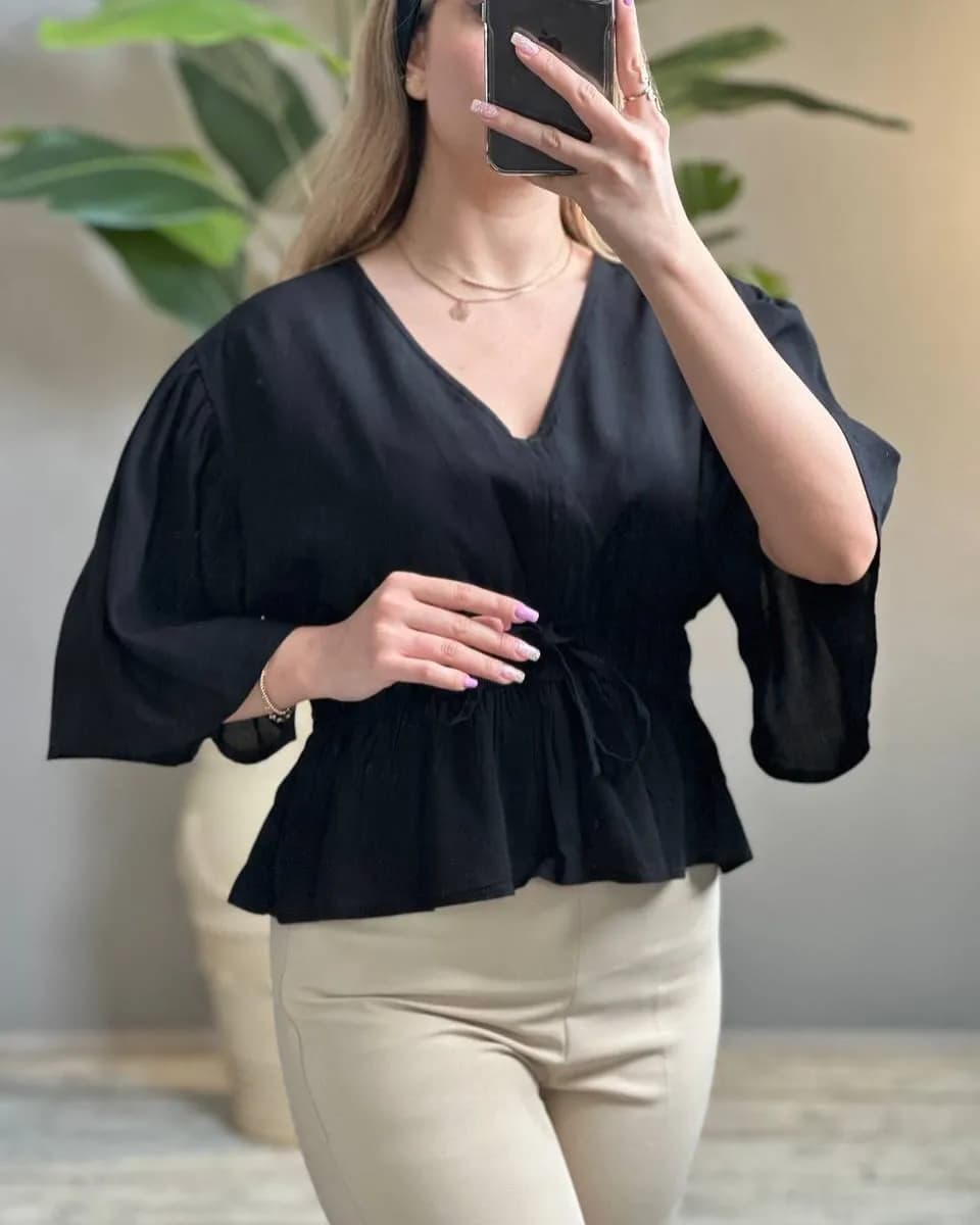 شومیز پاپیونی کمر کش — تصویر ۴