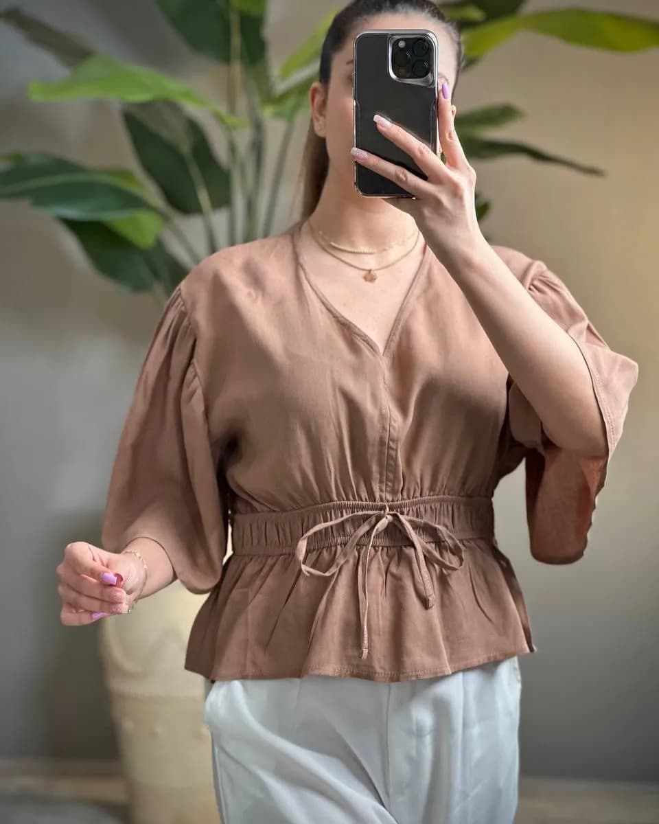 شومیز پاپیونی کمر کش — تصویر ۵
