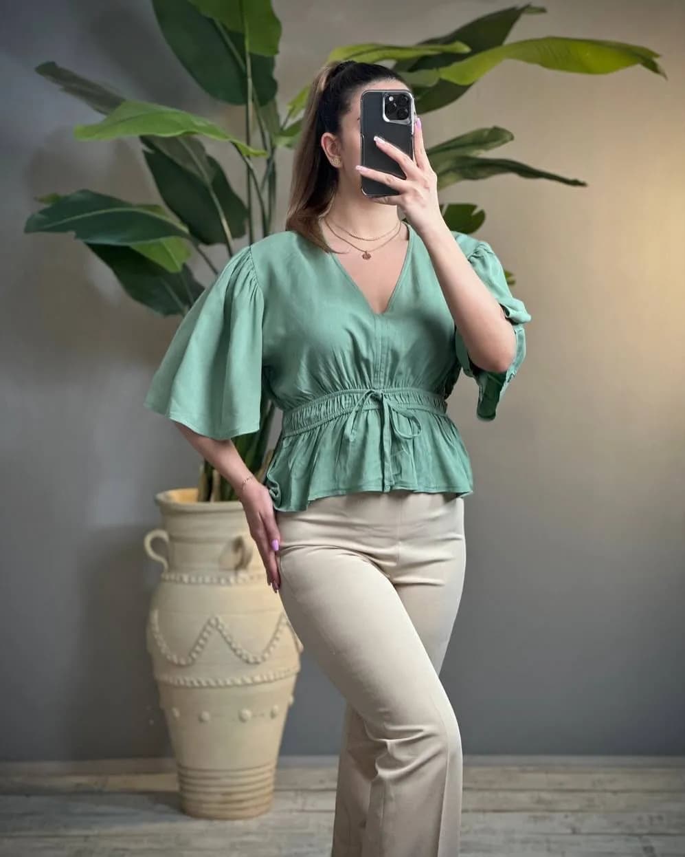 شومیز پاپیونی کمر کش — تصویر ۶