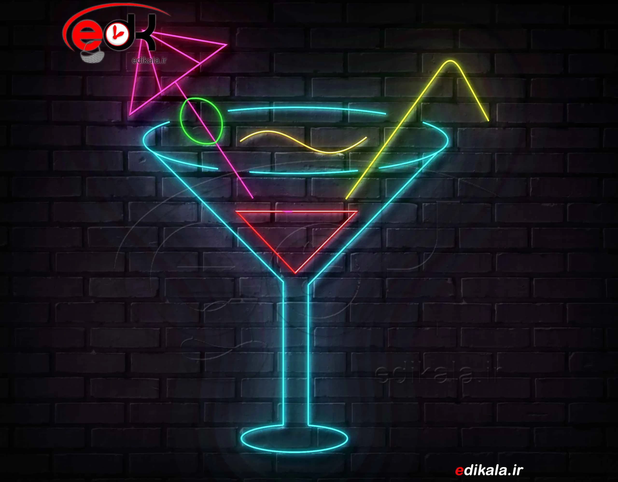 تابلو نئون طرح نوشیدنی شماره 21 در ابعاد مختلف + آداپتور+فایل کورل آماده برش