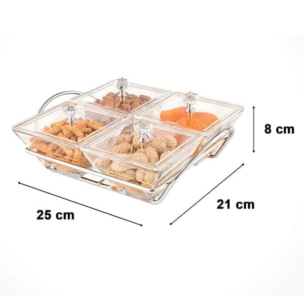 اردوخوری شیشه 4 خانه مربع لیمون 2108