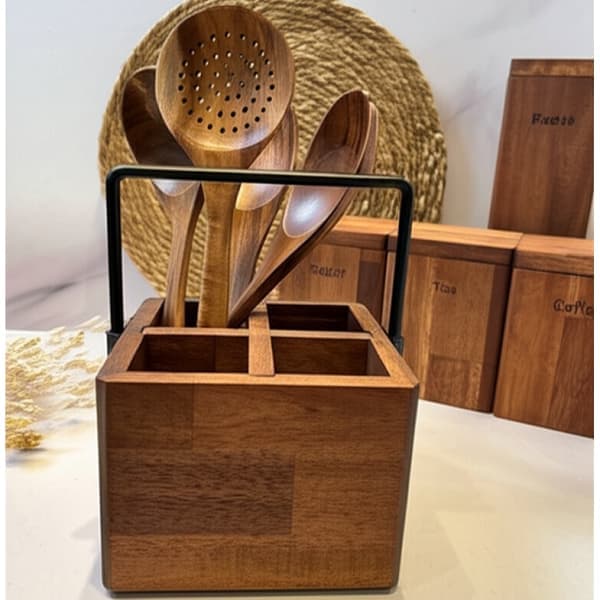 جاقاشقی چوبی 4 خانه دسته فلزی عرشیا — تصویر ۲