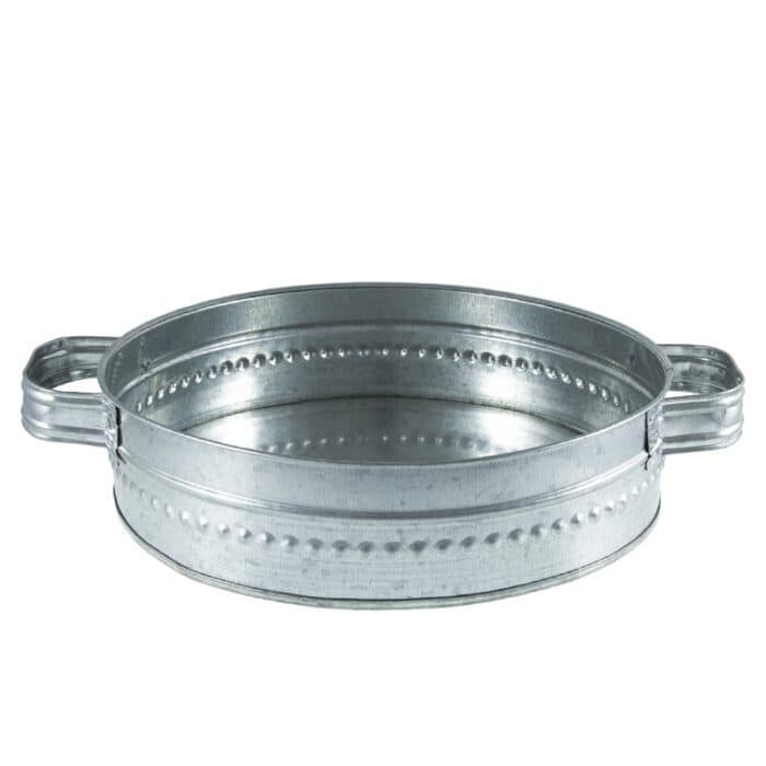 سینی گالوانیزه مدل دو دسته گرد سایز ۲۵ (رنگ استیل)