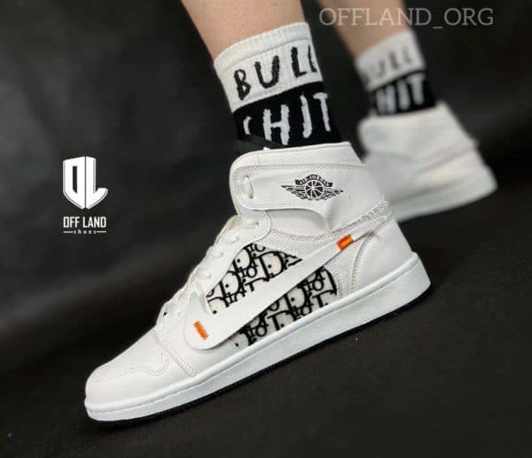 کفش نایک جردن آف وایت ساقدار زنانه Nike Air Jordan 1 Off White Dior — تصویر ۳