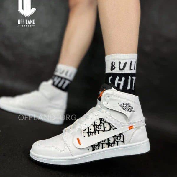 کفش نایک جردن آف وایت ساقدار زنانه Nike Air Jordan 1 Off White Dior — تصویر ۴