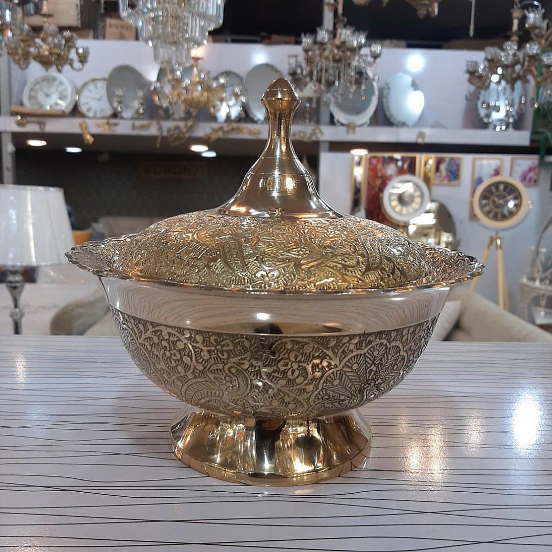 شکلات خوری برنزی سایز متوسط طرح طاووس