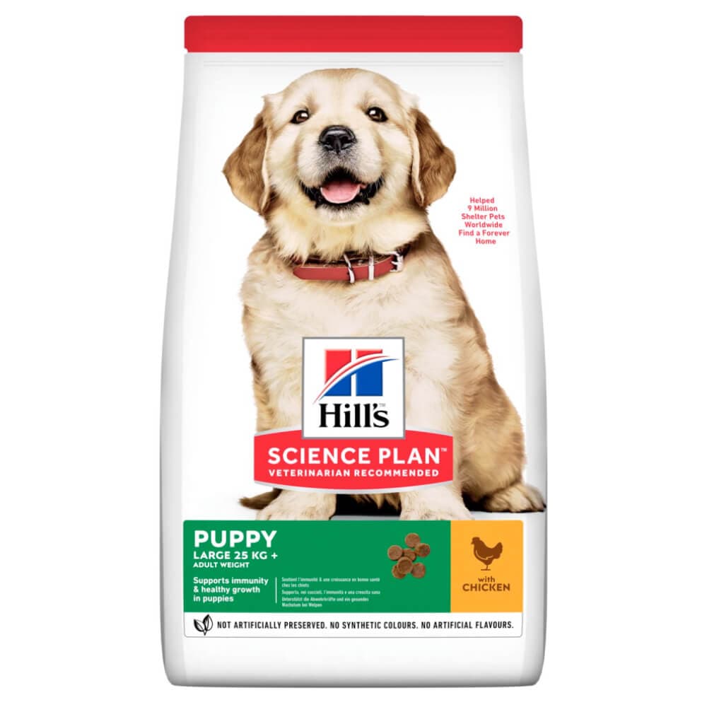 غذای خشک توله سگ نژاد بزرگ طعم مرغ هیلز (Hill’s Science Plan Large Puppy Chicken) وزن 2.5 کیلوگرم — تصویر ۳